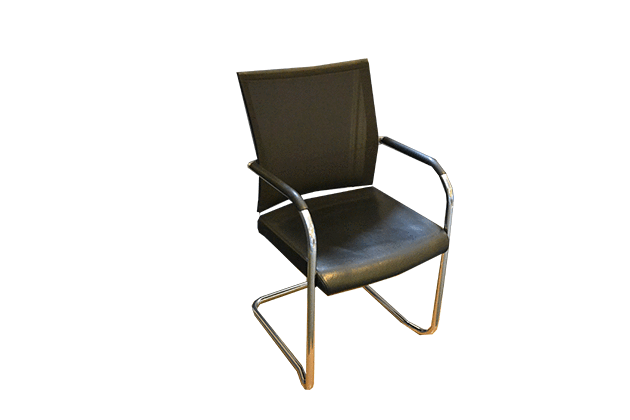 scaun vizitator piele negru cu spate panza