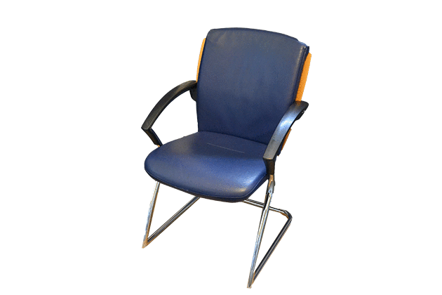 scaun vizitator piele albastru